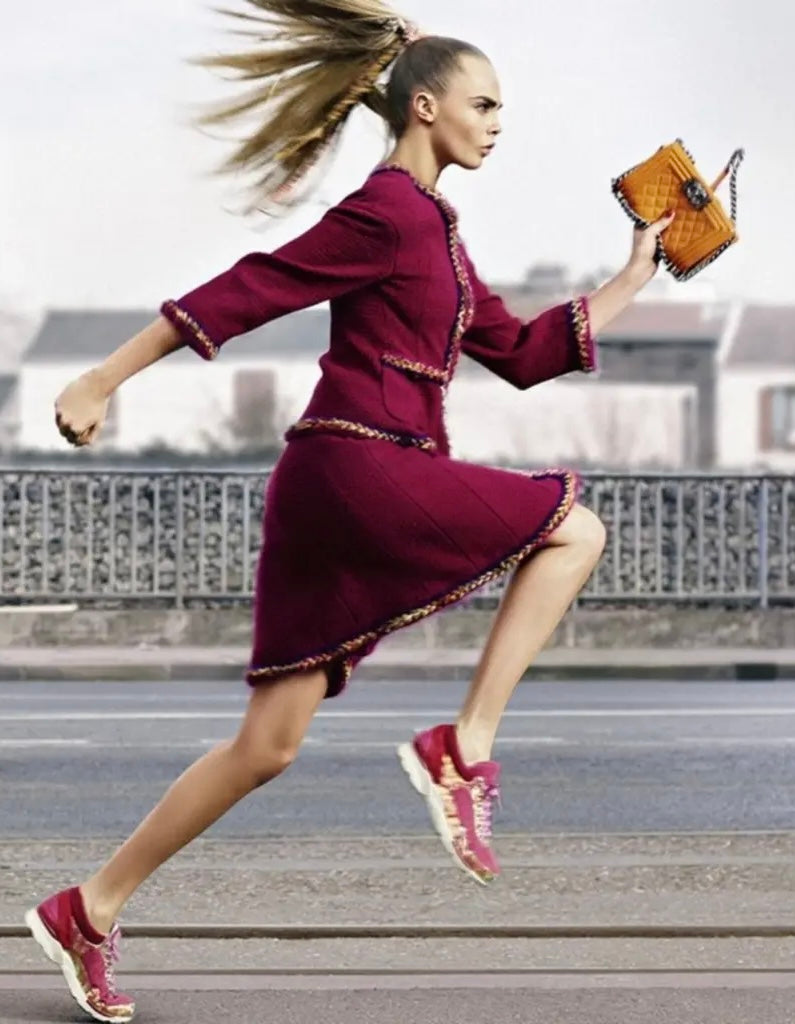 Chanel 14A Supermarket Collection SET Raspberry Pink Jacket & Blouse FR 38