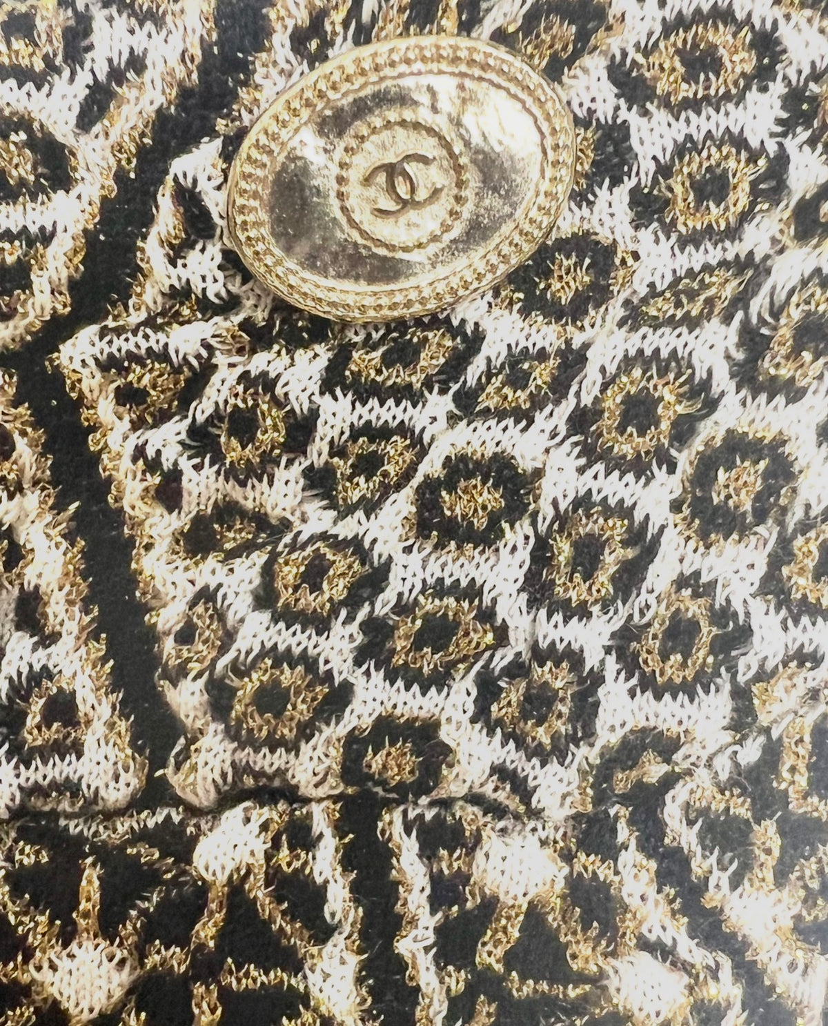 Chanel 15C Dubai Runway Geometric Animal Print Metallic Legging Pants FR 40