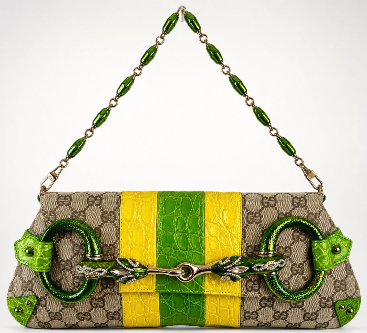 GUCCI Ultra Collectible Croc Horsebit Serpent Large Clutch Bag
