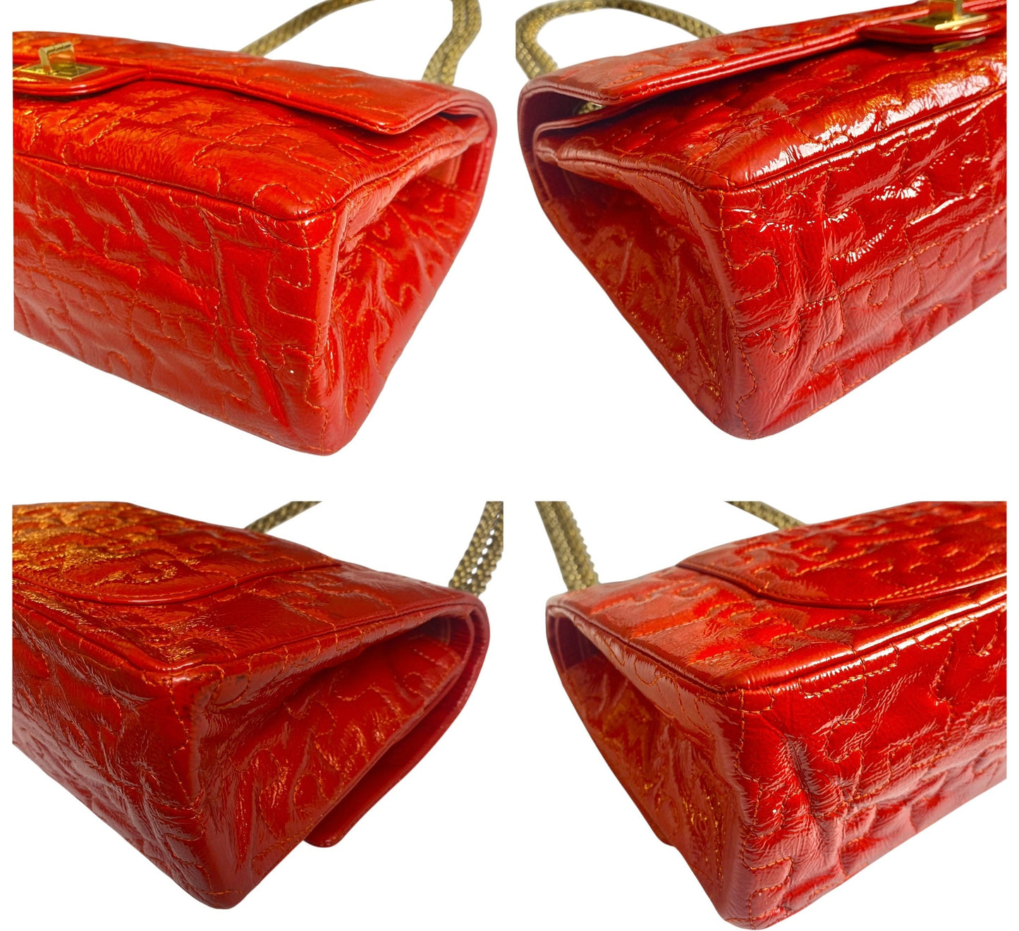 Chanel 226 Medium Puzzle 2.55 Reissue Red Patent Leather Classic Flap Bag GHW