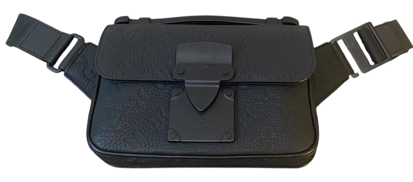 Louis Vuitton Matte Black Taurillon Monogram S Lock Sling Crossbody Waist Bag