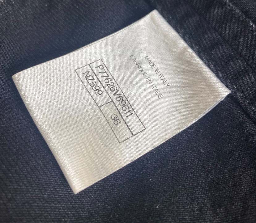 Chanel 24A Paris Manchester Black Denim Coat Jacket Cape FR 36