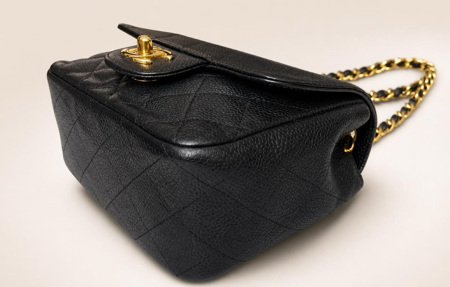 Chanel Mini Square Black Caviar Classic Timeless Flap Bag GHW