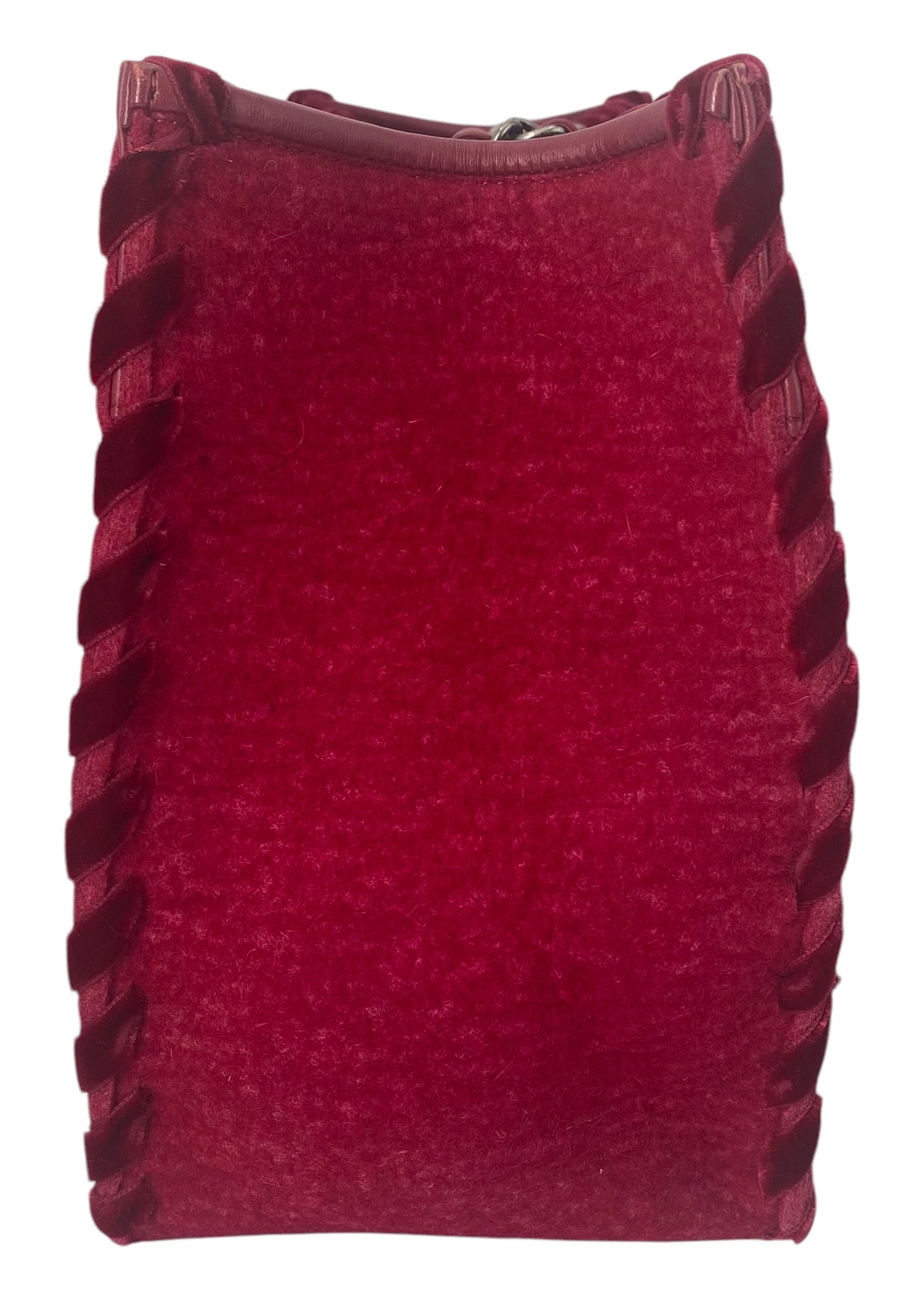 Chanel Medium Fancy Felt Raspberry Red Wool Shopping Tote Bag