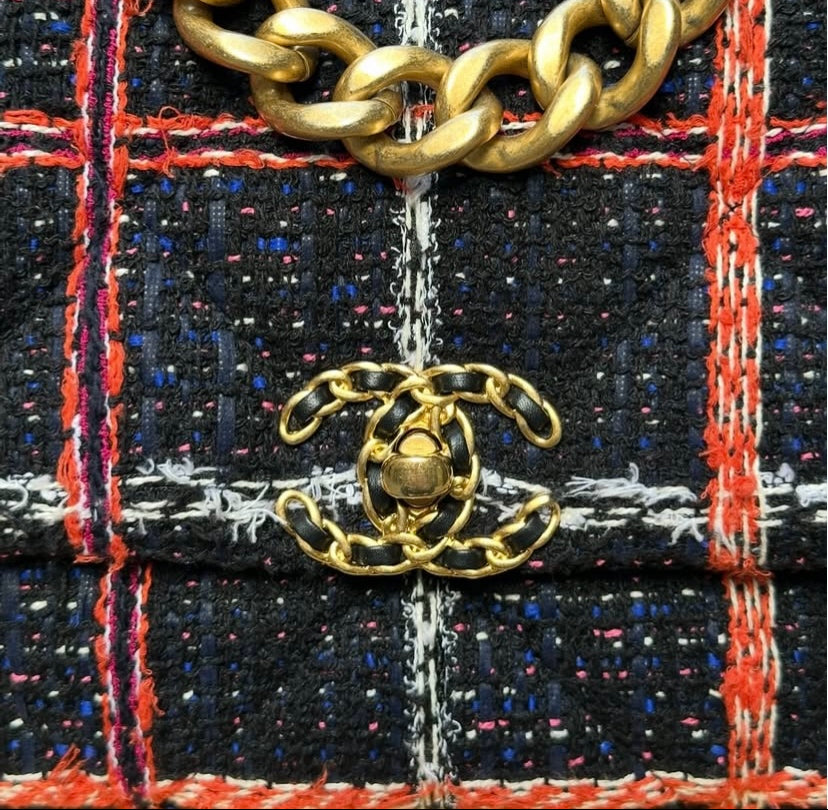 Chanel 19 Large Black Multicolor Tweed Flap Bag
