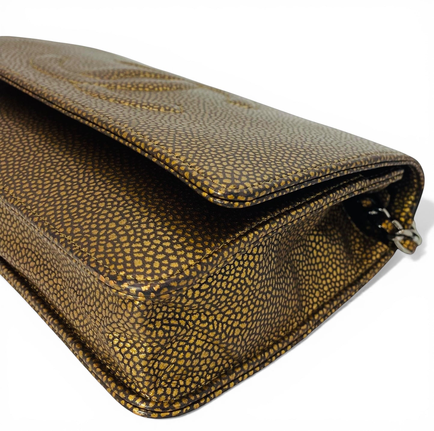 Chanel Caviar Bronze Metallic Double CC Wallet on Chain WOC