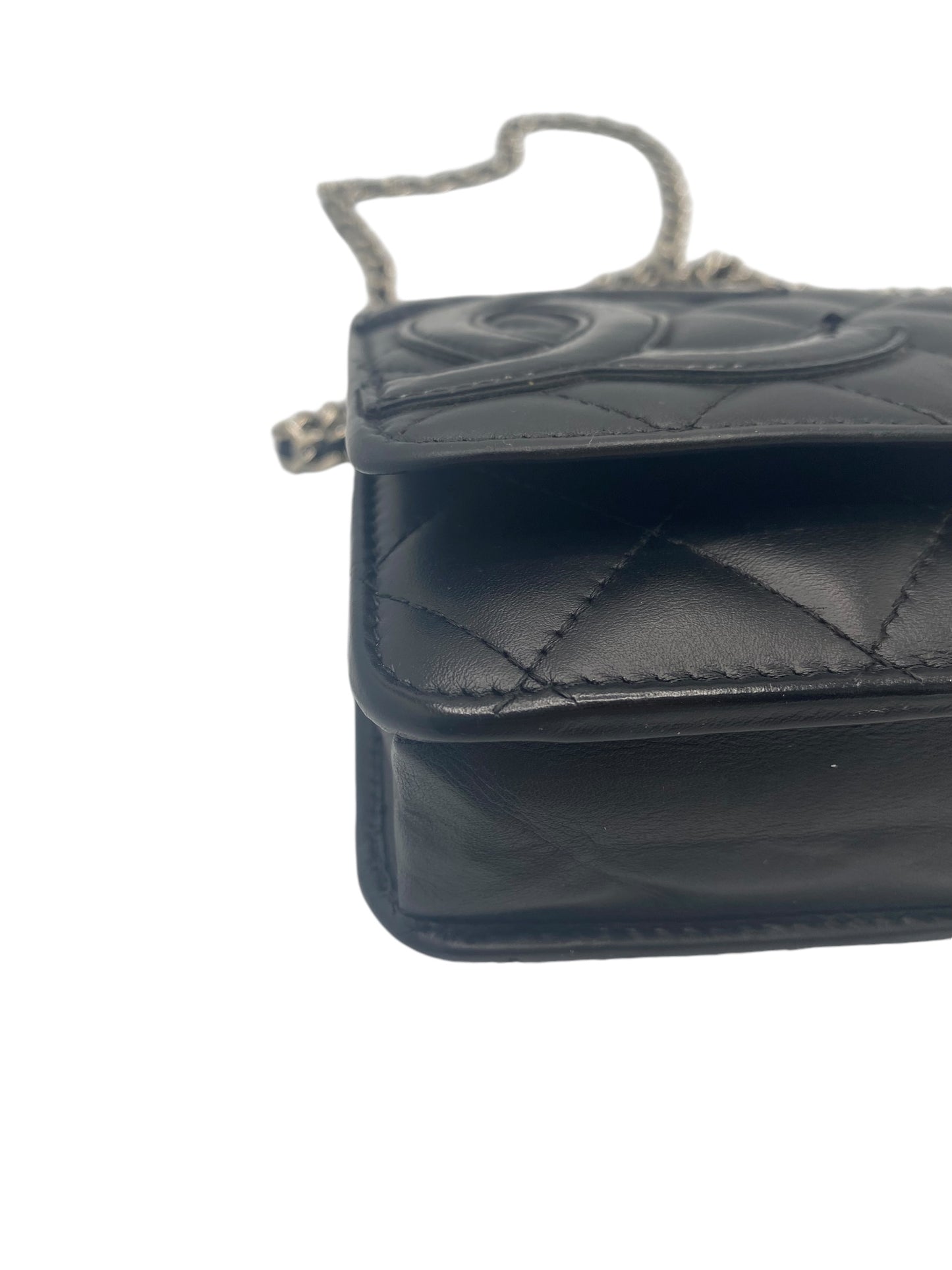 Chanel Black Leather Cambon Wallet on Chain WOC Crossbody Bag Clutch