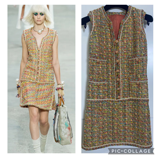 Chanel 14P Multicolor Fantasy Tweed Runway Dress FR 38/40