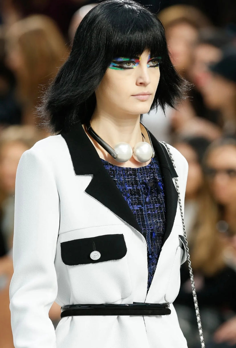 Chanel 14S Runway White & Black Jacket FR 36