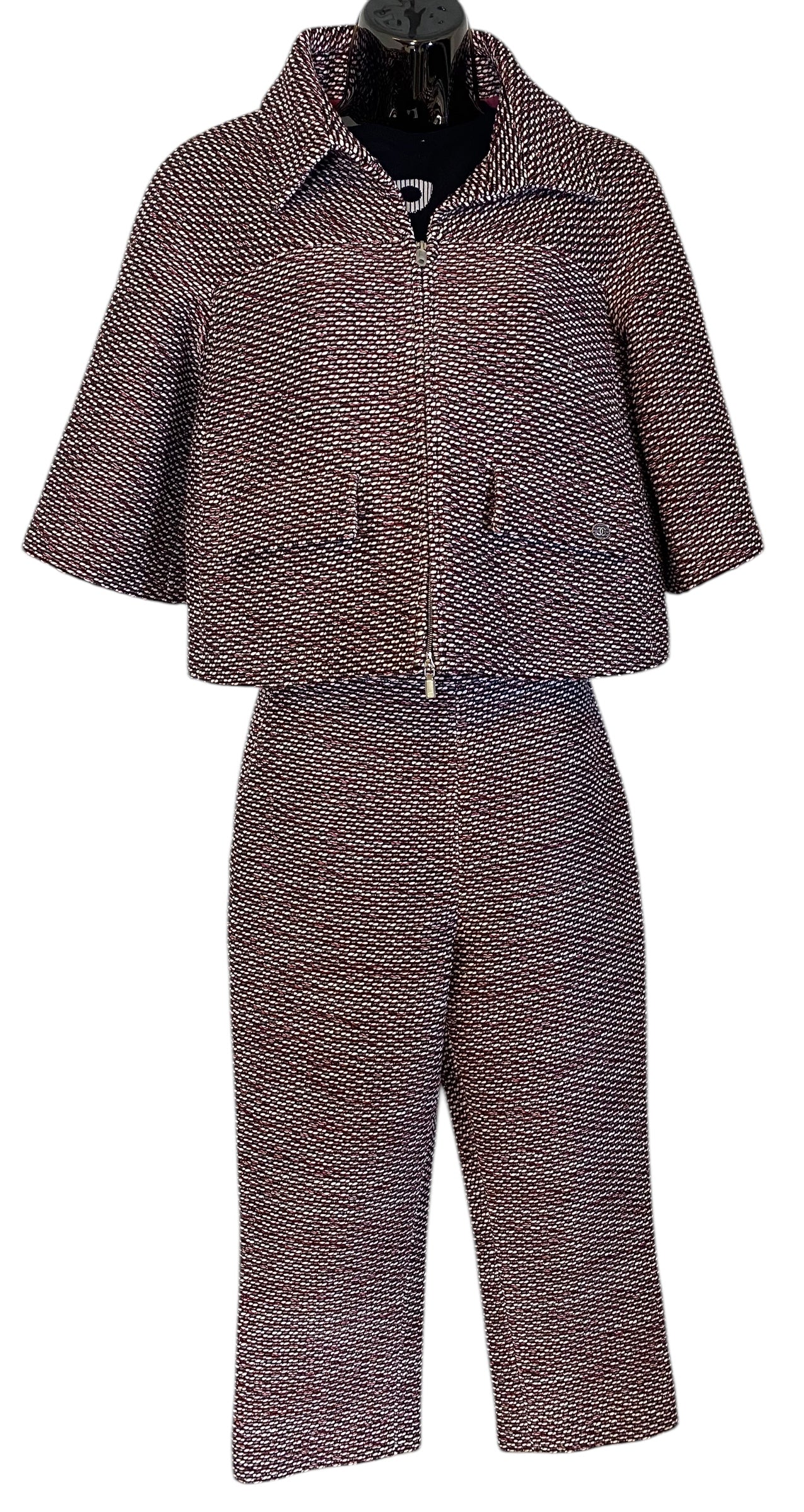 New Chanel 19C La Pausa Runway 3 Piece Set Tweed Jacket Pants and Blouse FR 38