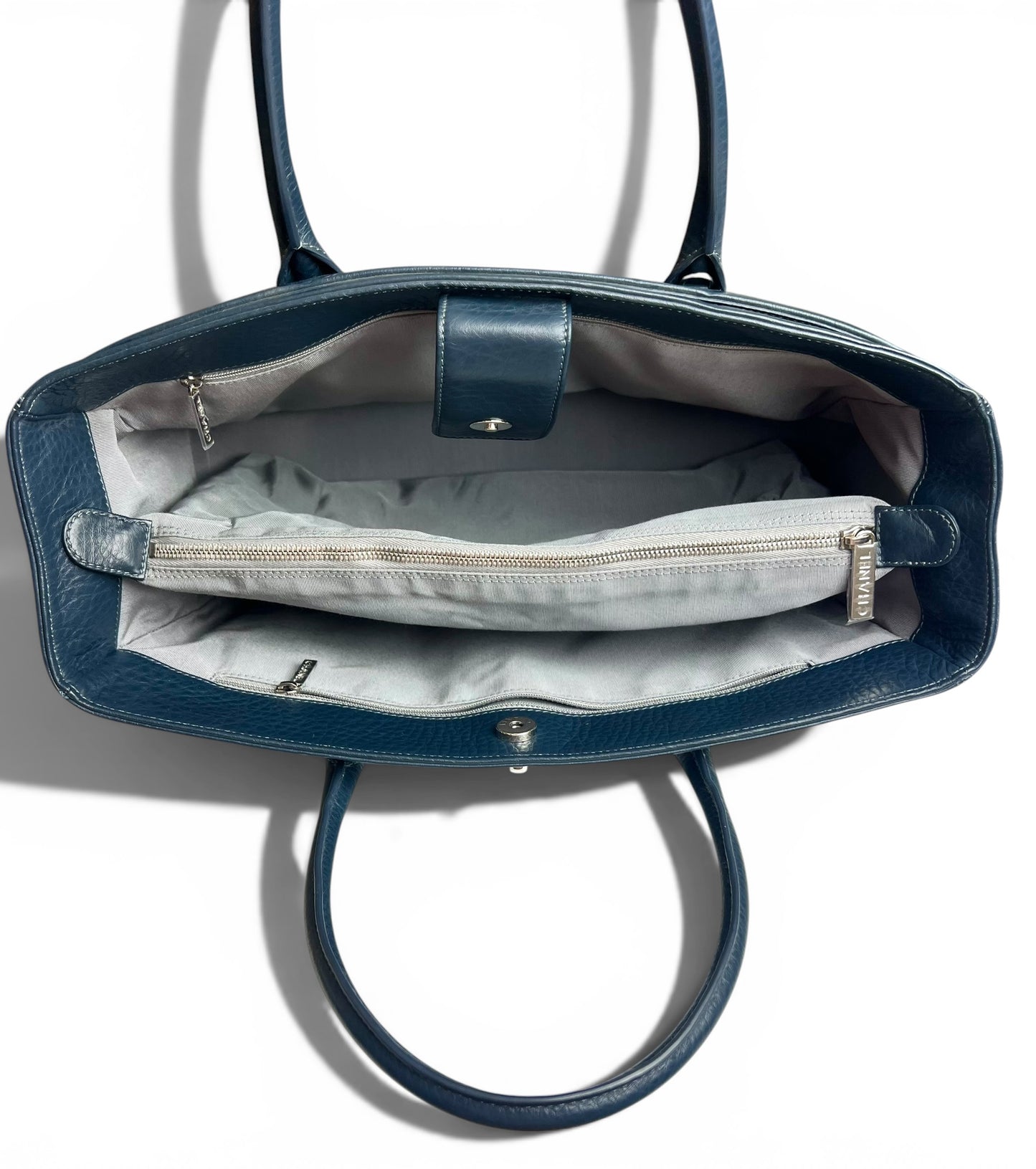 Chanel Navy Blue Caviar Leather Cerf Executive Shopper Classic Tote Bag SHW