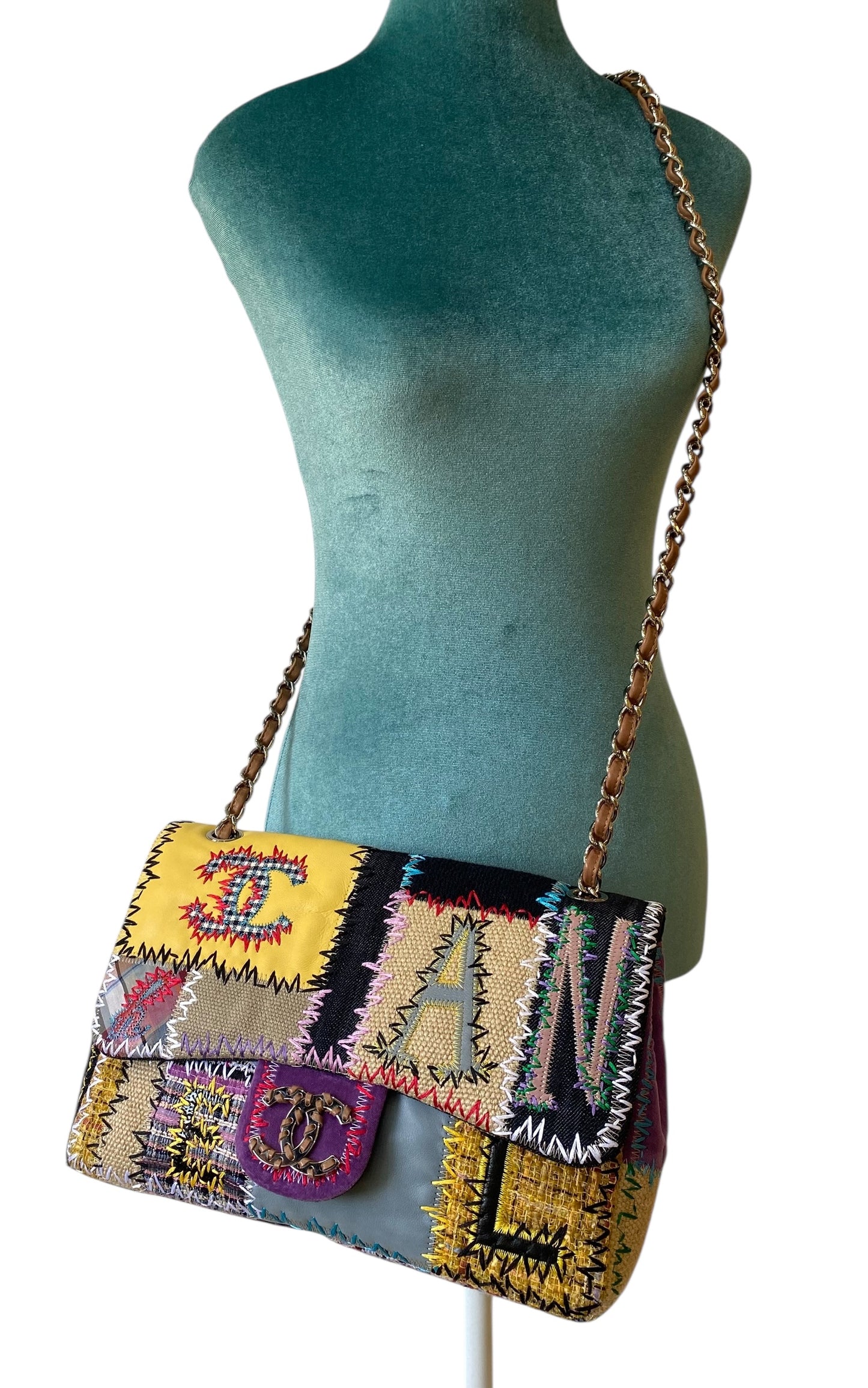 Chanel 2011 Jumbo Patchwork Multicolor Classic Flap Bag