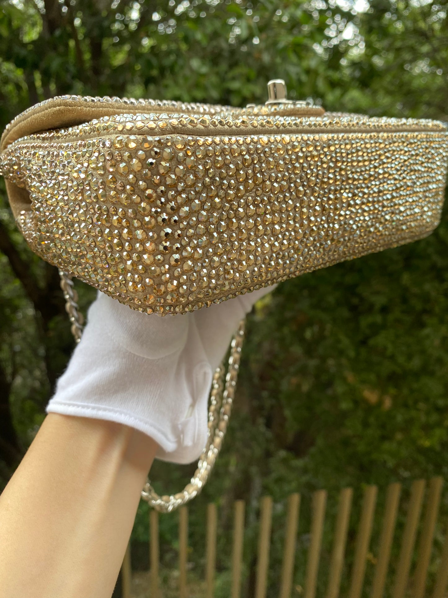 Chanel 2015 Swarovski Crystals Mini Square Classic Flap Bag