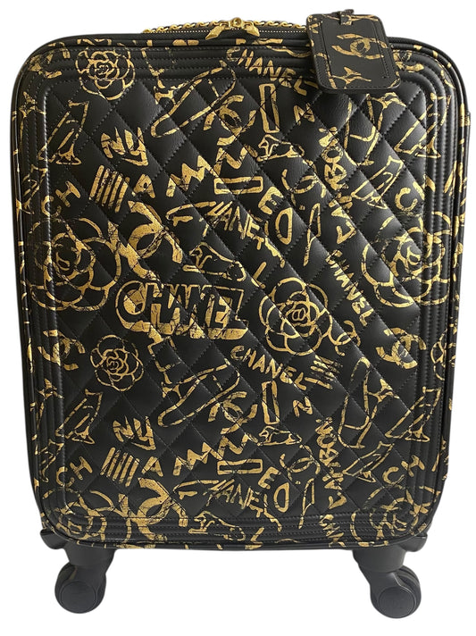 Rare Chanel 19A Paris New York Egypt Graffiti Trolley Travel Bag Carry On Luggage