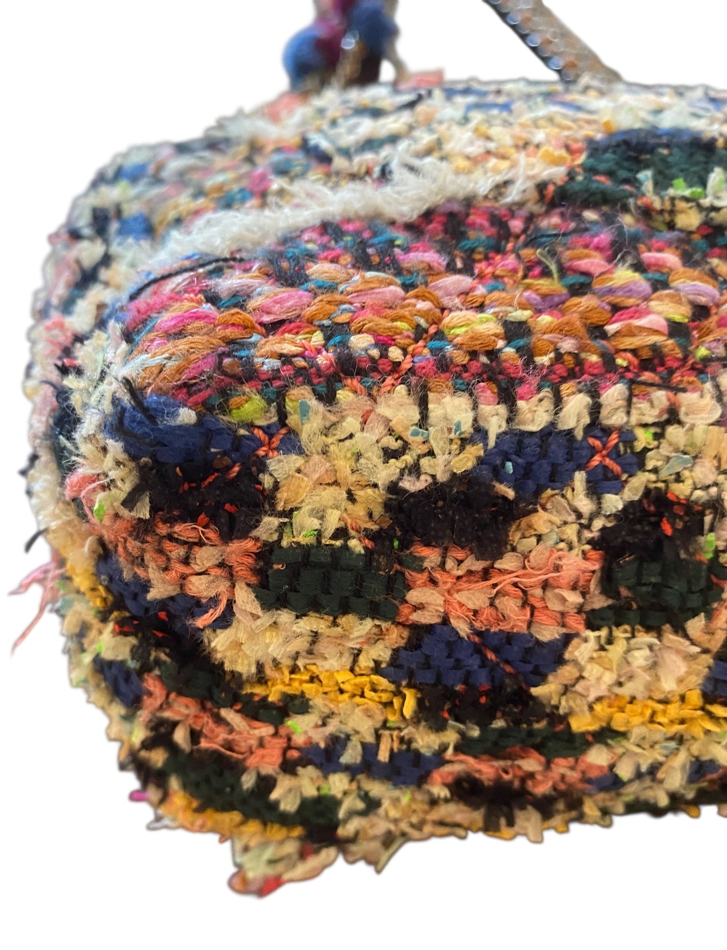Chanel 15C Paris Dubai Pom Pom Tweed Jumbo Flap Bag