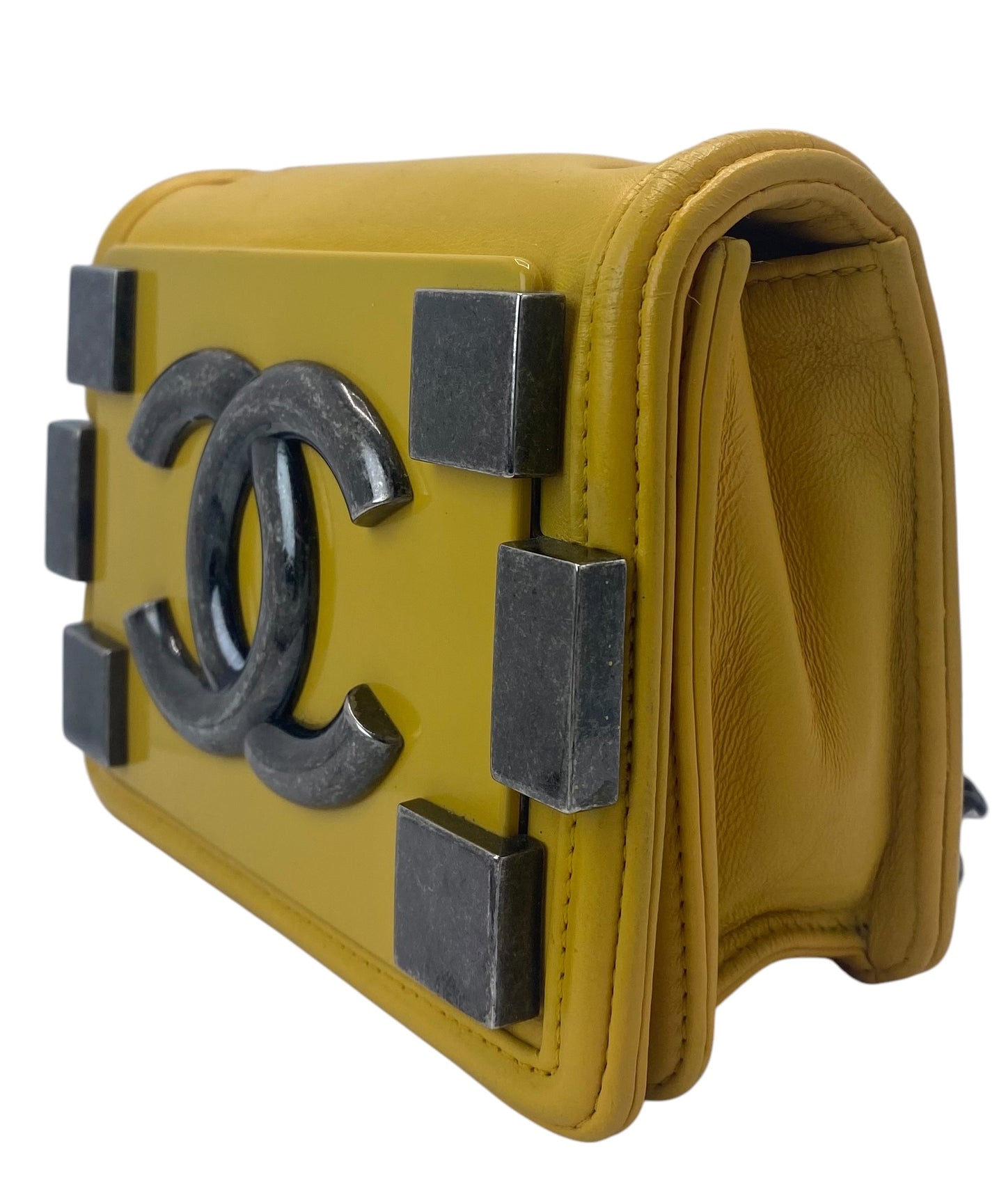 Chanel 13A Yellow Lambskin Boy Brick Lego Plexiglass Flap Bag