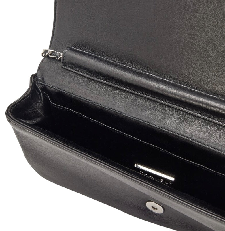 Rare Chanel 2011 Lambskin Black Butterfly Ornament Clutch Crossbody Flap Bag