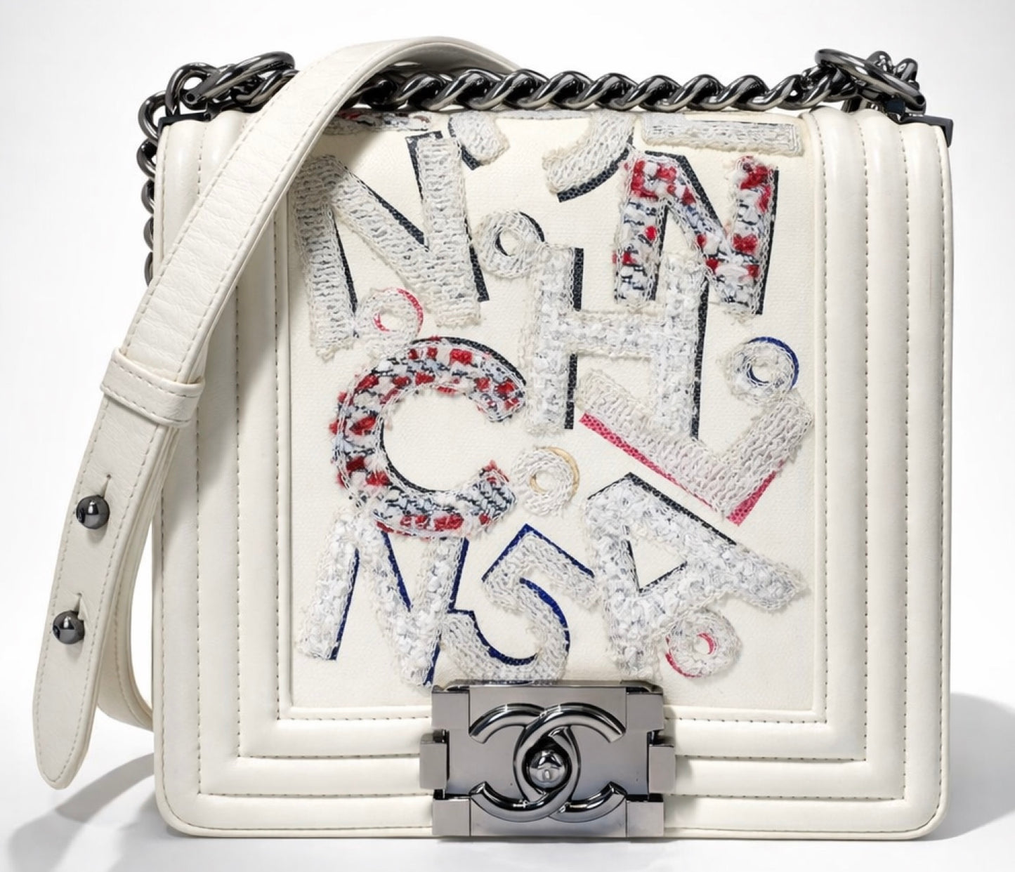 Rare Chanel 14S Limited Edition Graffiti Lambskin Small Boy Bag