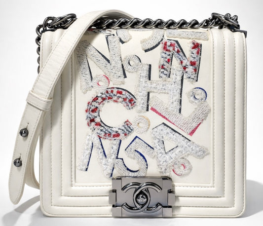 Rare Chanel 14S Limited Edition Graffiti Lambskin Small Boy Bag