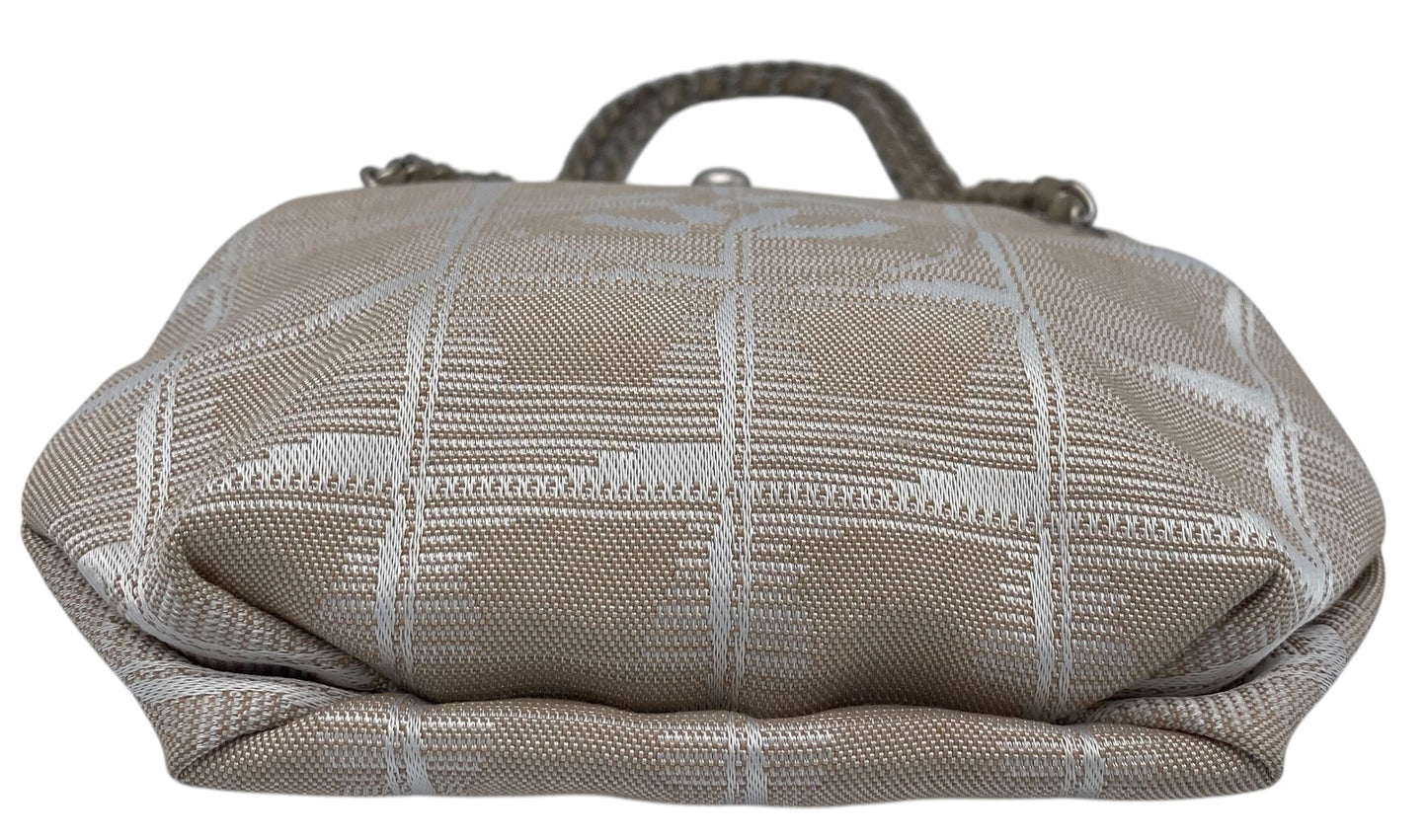 Vintage Chanel Extra Mini Beige Canvas CC Travel Ligne Bag