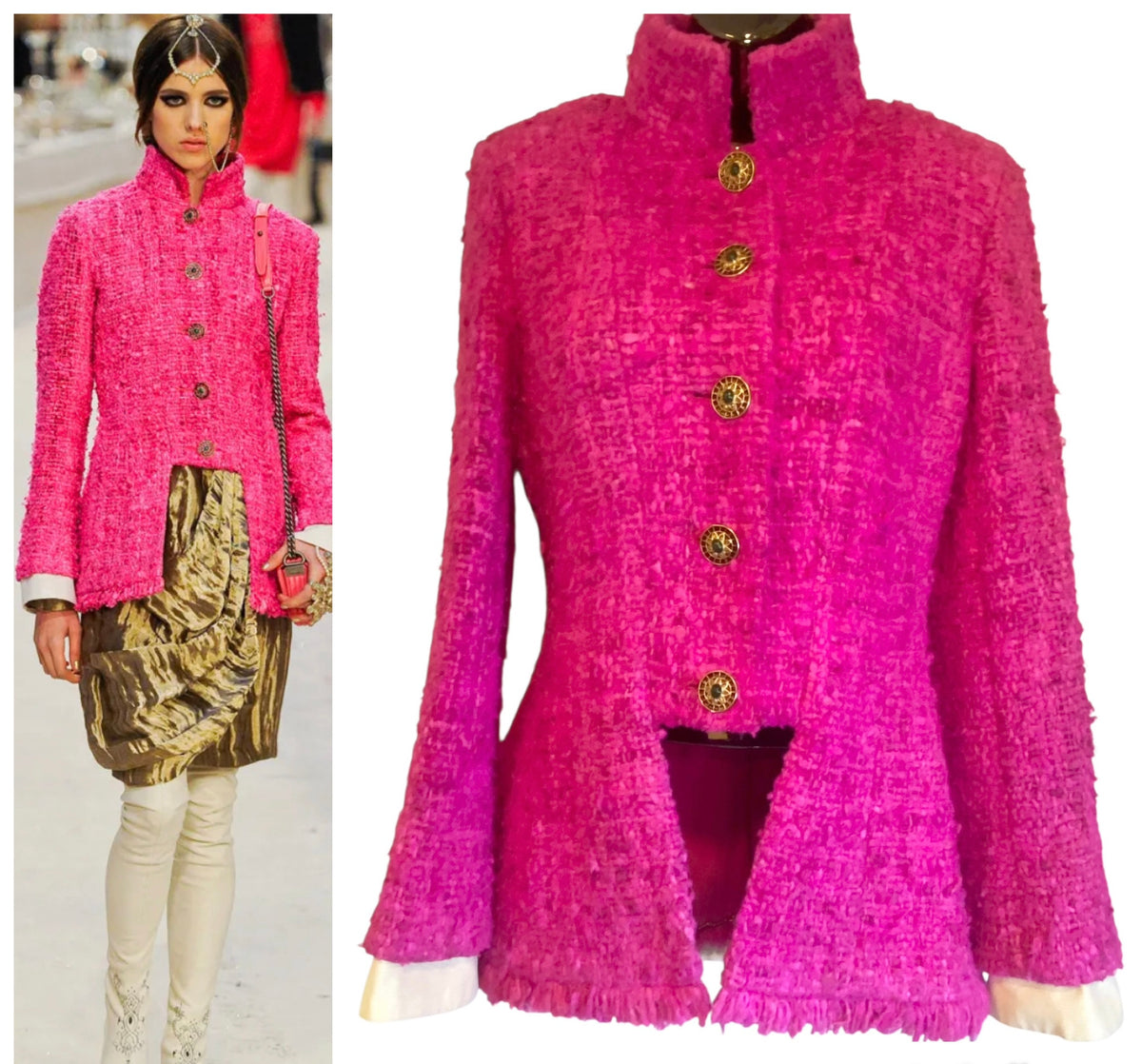 Chanel 12A Paris Bombay Hot Pink Runway Jacket FR 40