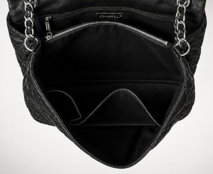 Chanel 13P Black Quilted Leather Large Love Me Tender Whipstitch Classic Flap Bag SHW
