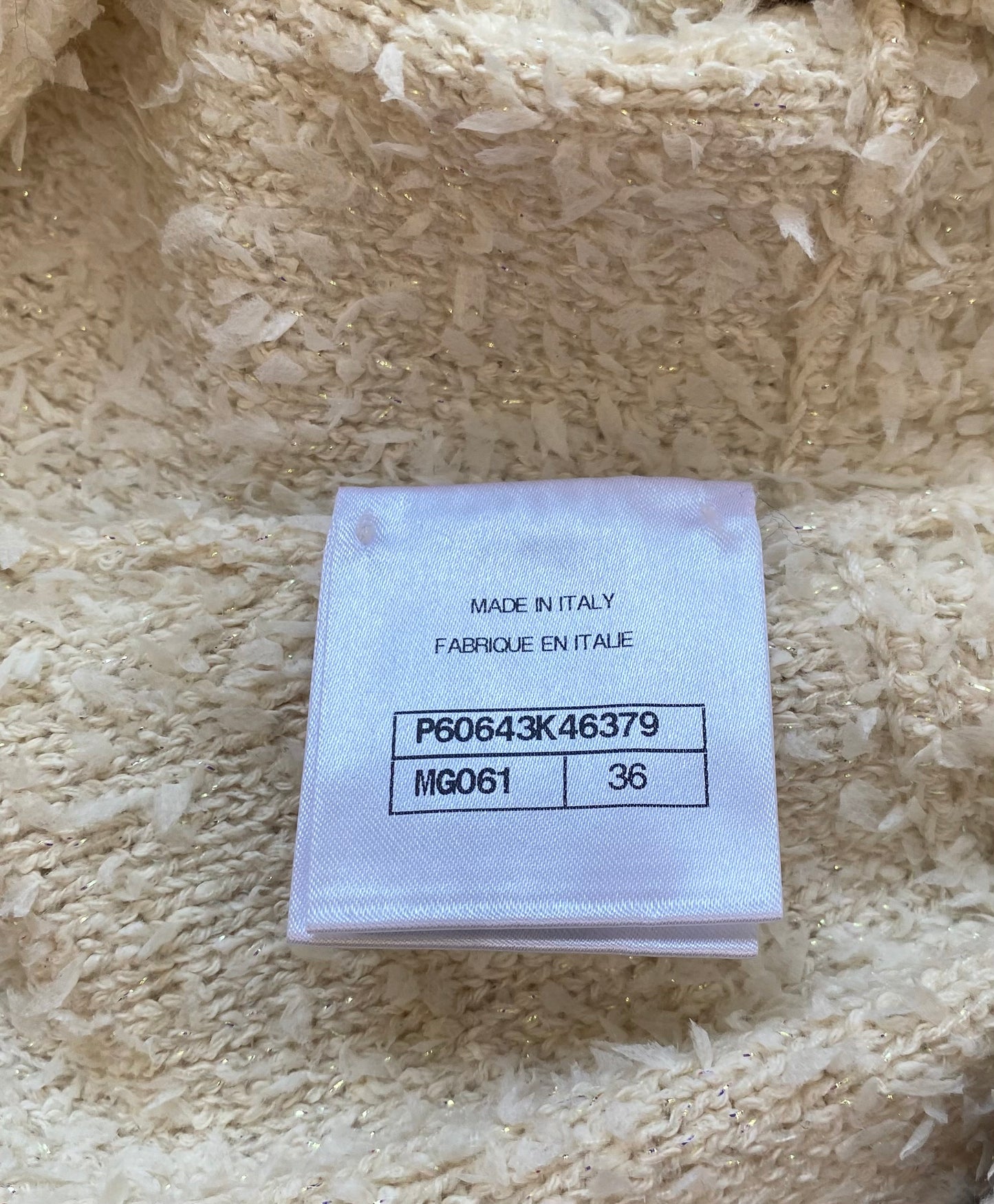 Chanel 19P Ivory and Navy Fantasy Tweed Short Sleeve Dress FR 36