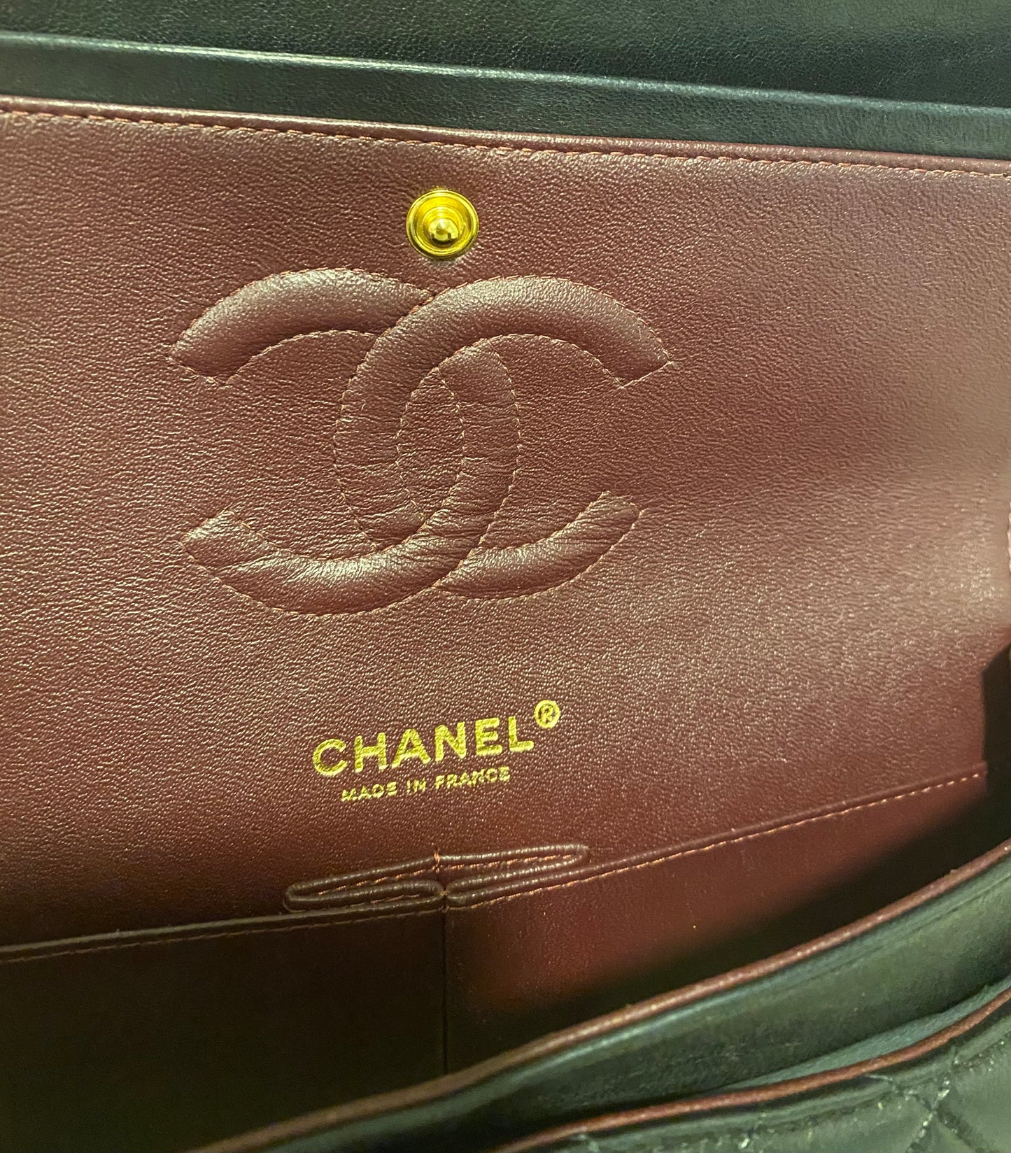 Chanel Classic Timeless Double Flap Medium Lambskin Black Shiny Gold Hardware