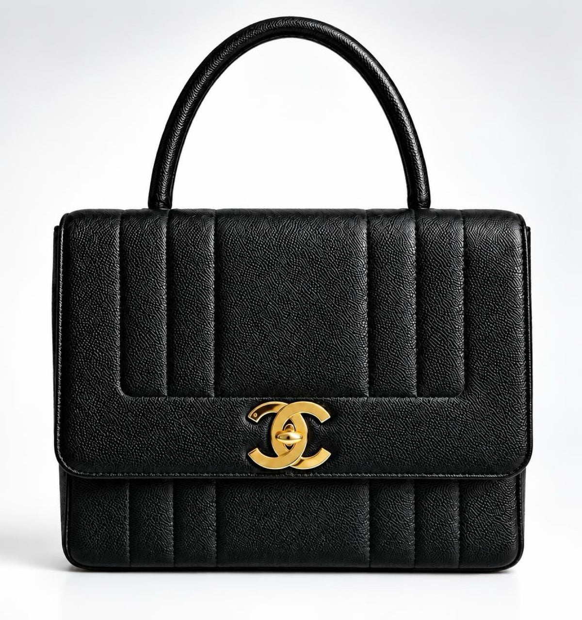 CHANEL VINTAGE 90s BLACK CAVIAR JUMBO KELLY VERTICAL FLAP BAG 24K GHW