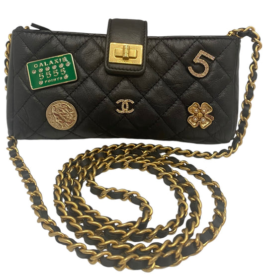 Chanel 2016 Limited Edition 2.55 Reissue Quilted Aged Calfskin Lucky Charm Casino Crossbody Mini Clutch with Chain