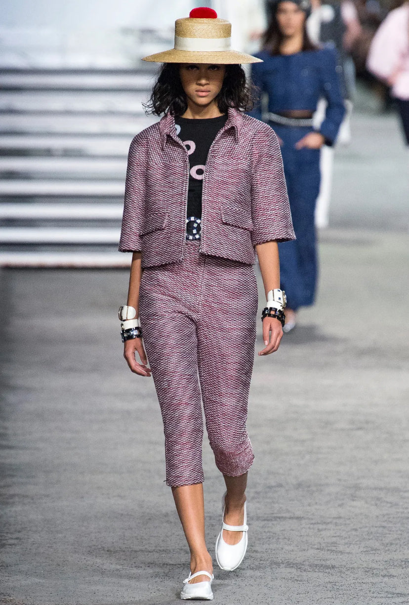 New Chanel 19C La Pausa Runway 3 Piece Set Tweed Jacket Pants and Blouse FR 38