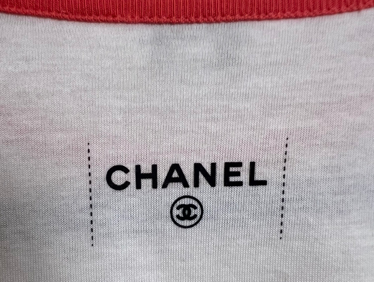 Chanel 17C CC Viva Coco Cuba Libre Baby Blue Multicolor Tee Shirt Size M