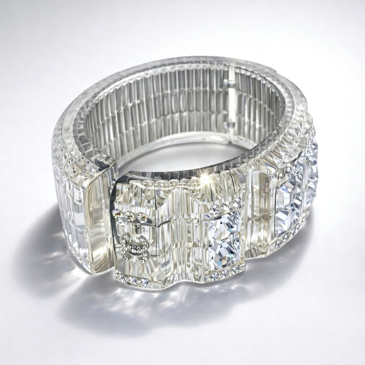 RARE Chanel 15C Paris Dubai FULL Swarovski Crystal Cuff Bracelet