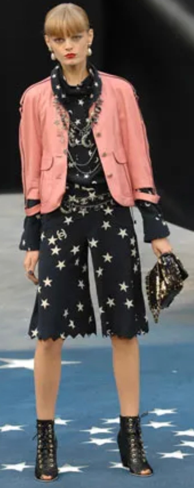 Chanel 08C Blue/Gold Metallic Sequins Summer Nights Medium Flap Bag
