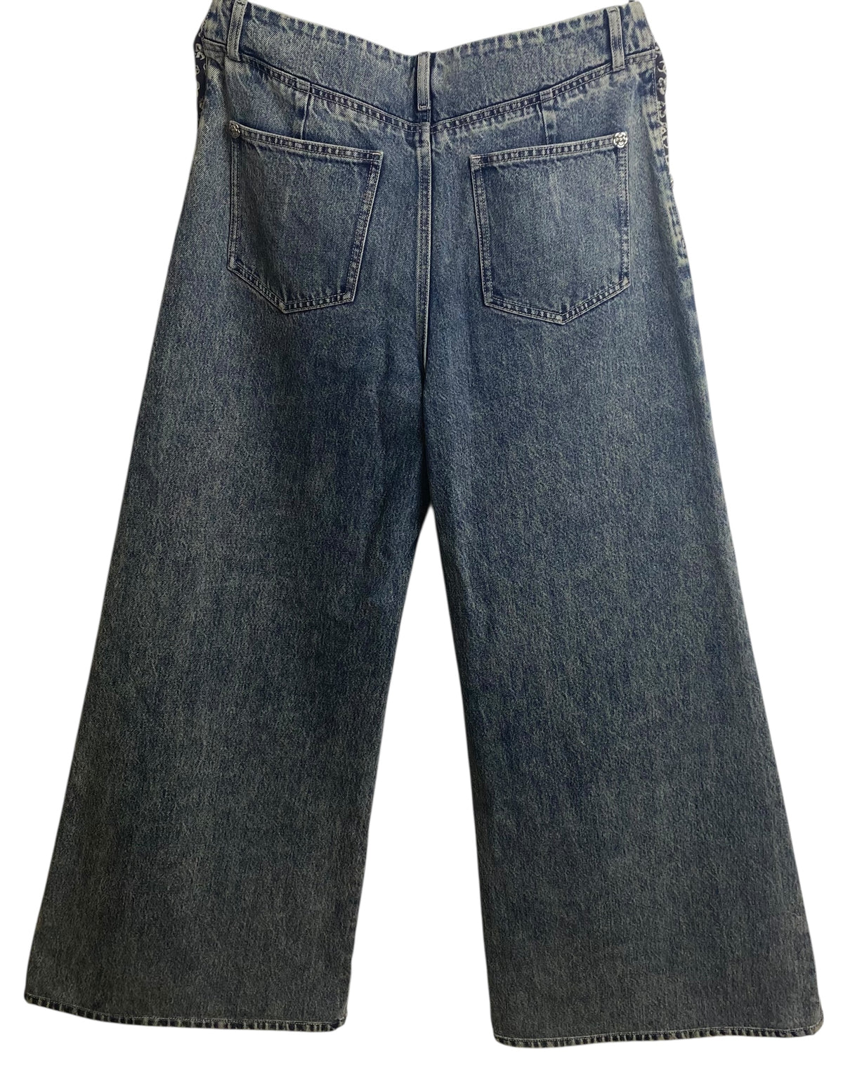 Chanel 25B Wide Leg Camellia Blue Jeans FR 40