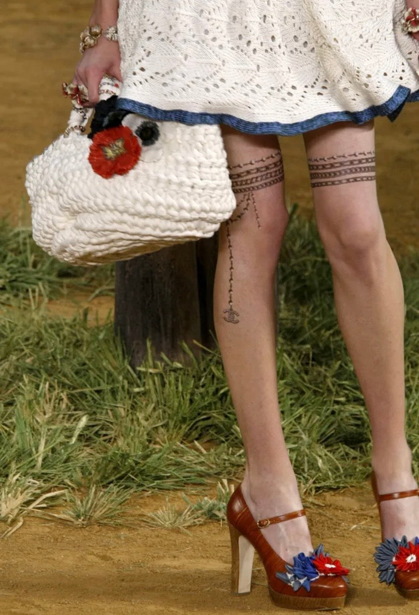 CHANEL 10P RUNWAY FLORAL PLATFORM MARYJANE WOODEN HEELS EU 39