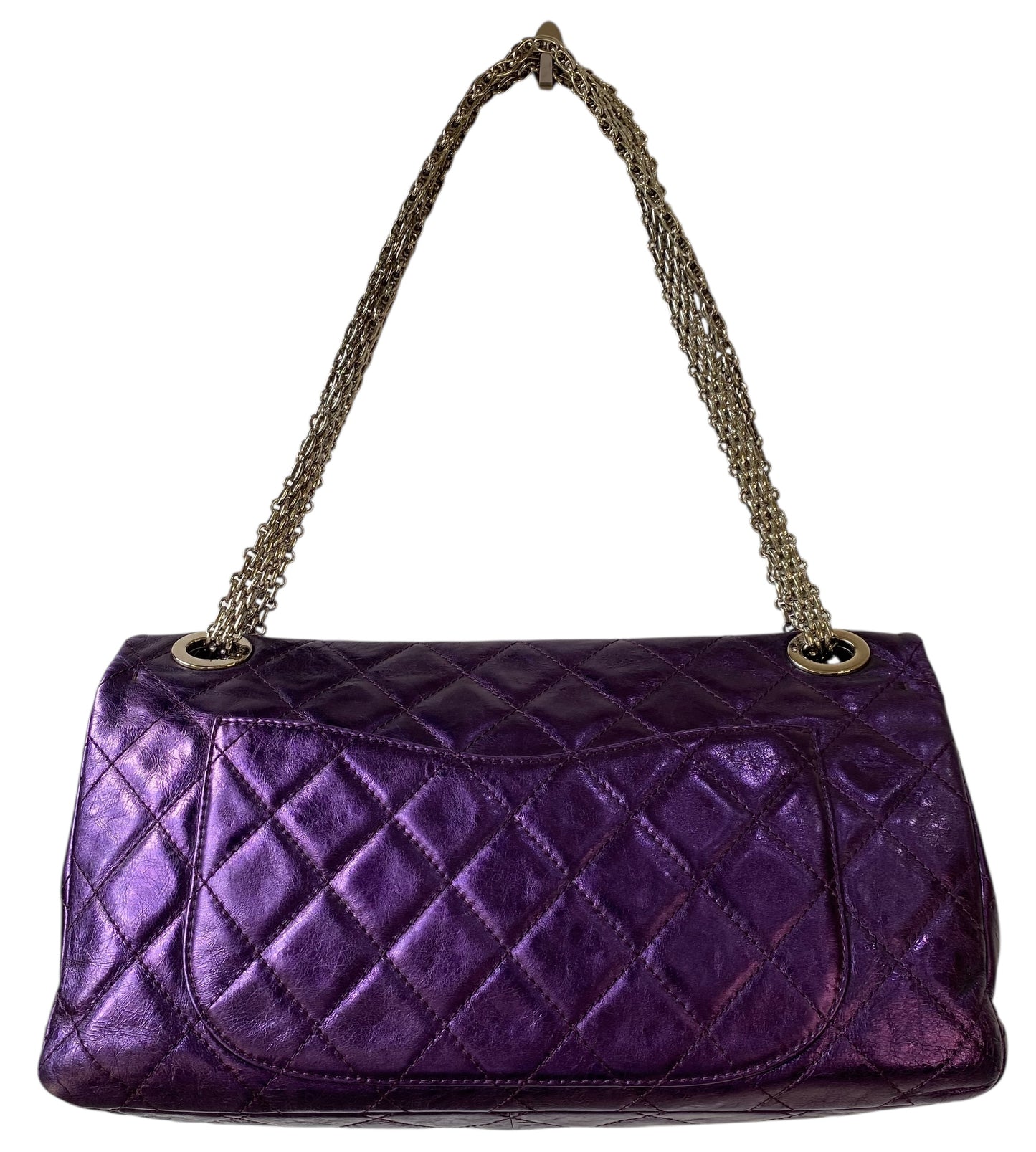 Chanel Metallic Royal Purple Quilted Leather Reissue 2.55 Classic 228 Maxi Flap Bag