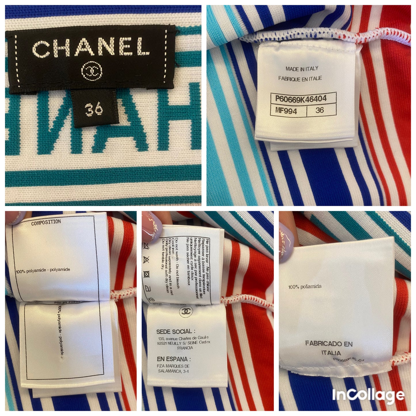 Chanel 19P Multicolor Stripe Crop Top and Skirt Set FR 36