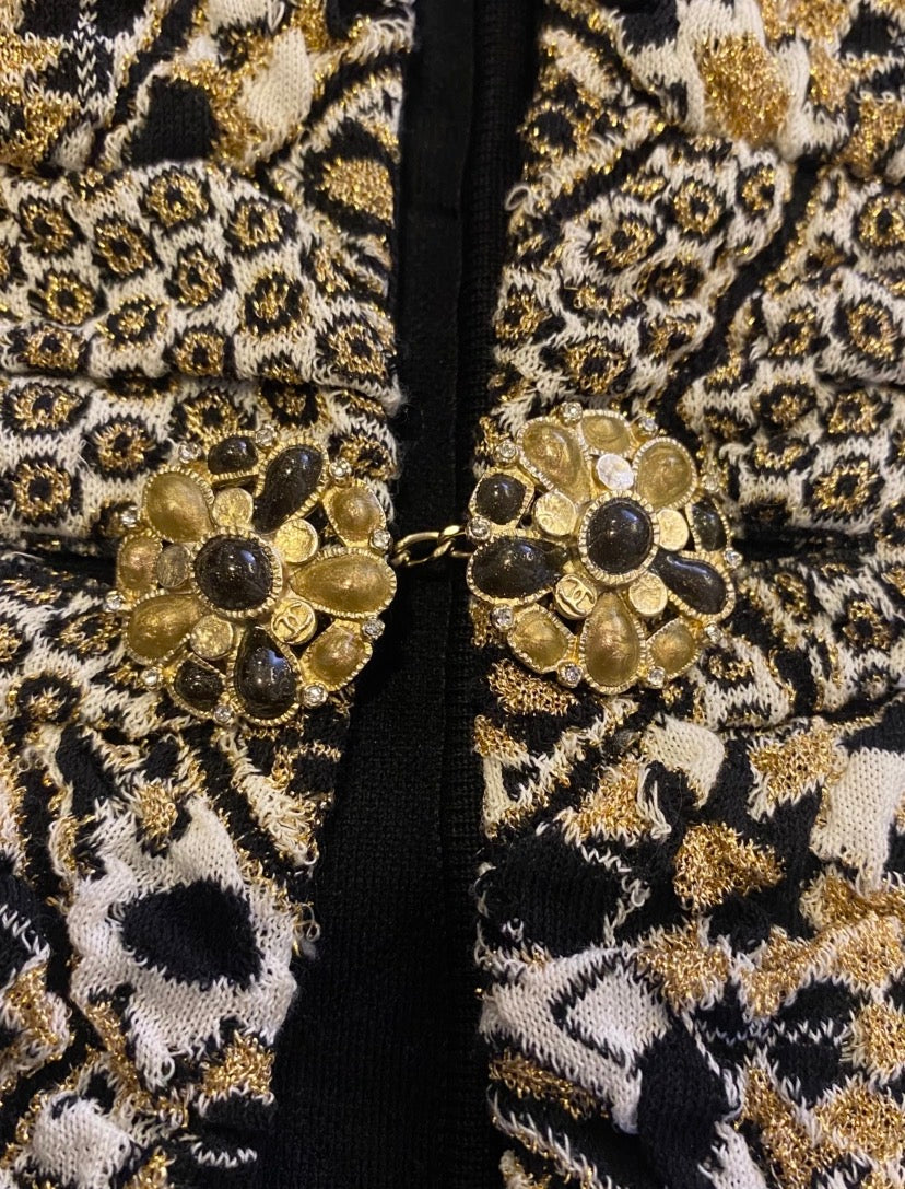 Chanel 15C Dubai Runway Geometric Animal Print Metallic Waistcoat Vest FR 40