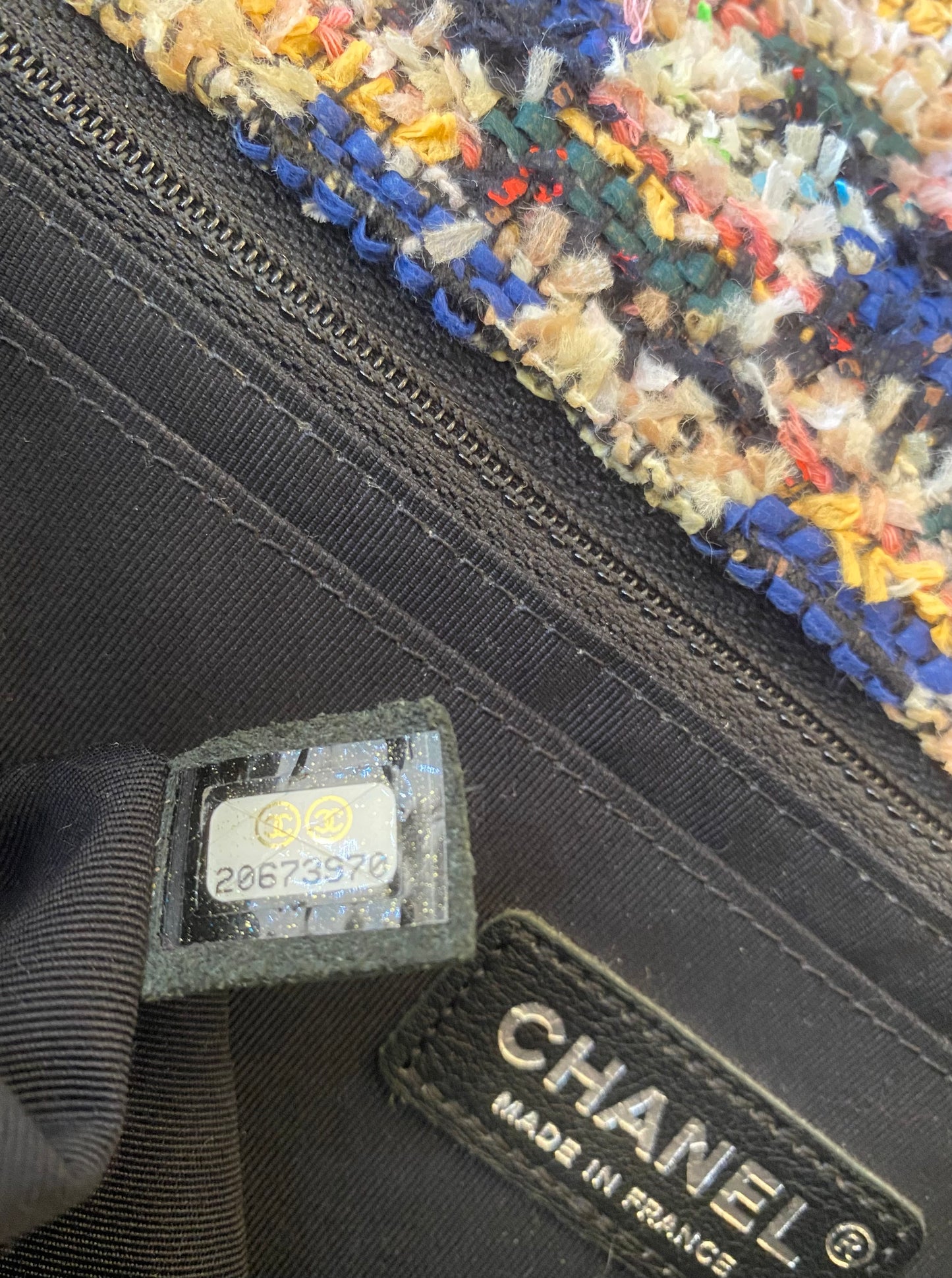 Chanel 15C Paris Dubai Pom Pom Tweed Jumbo Flap Bag