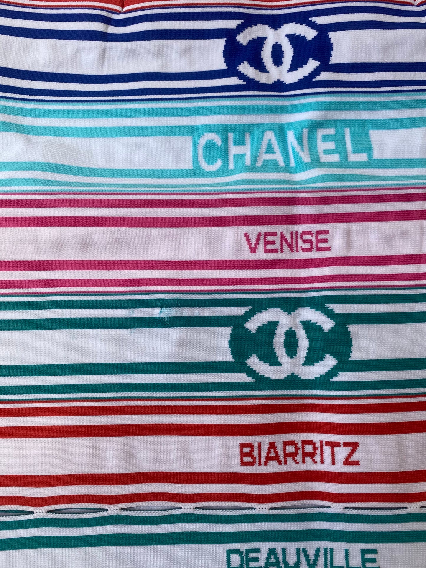 Chanel 19P Multicolor Stripe Crop Top and Skirt Set FR 36