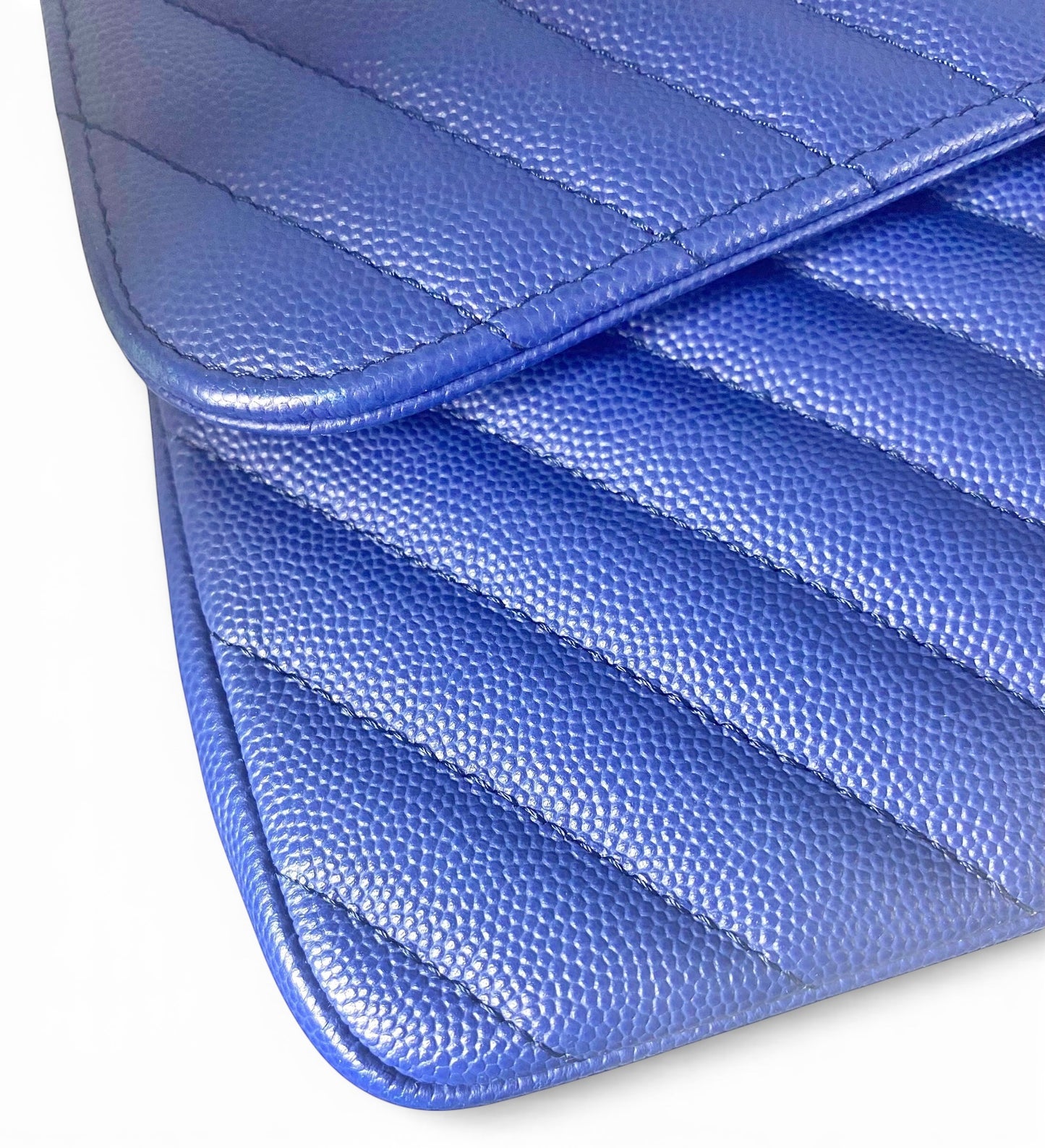 Chanel 2019 Caviar Royal Blue Jumbo Chevron Double Flap Timeless Classic Bag SHW