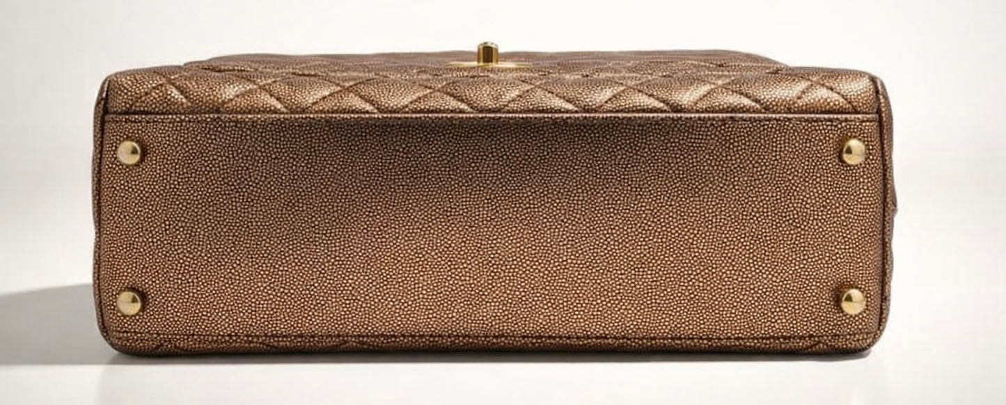 Chanel 19A Medium Coco Handle Metallic Copper Caviar Timeless Bag