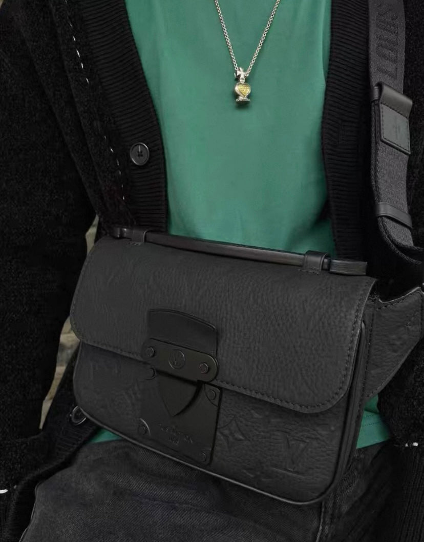 Louis Vuitton Matte Black Taurillon Monogram S Lock Sling Crossbody Waist Bag