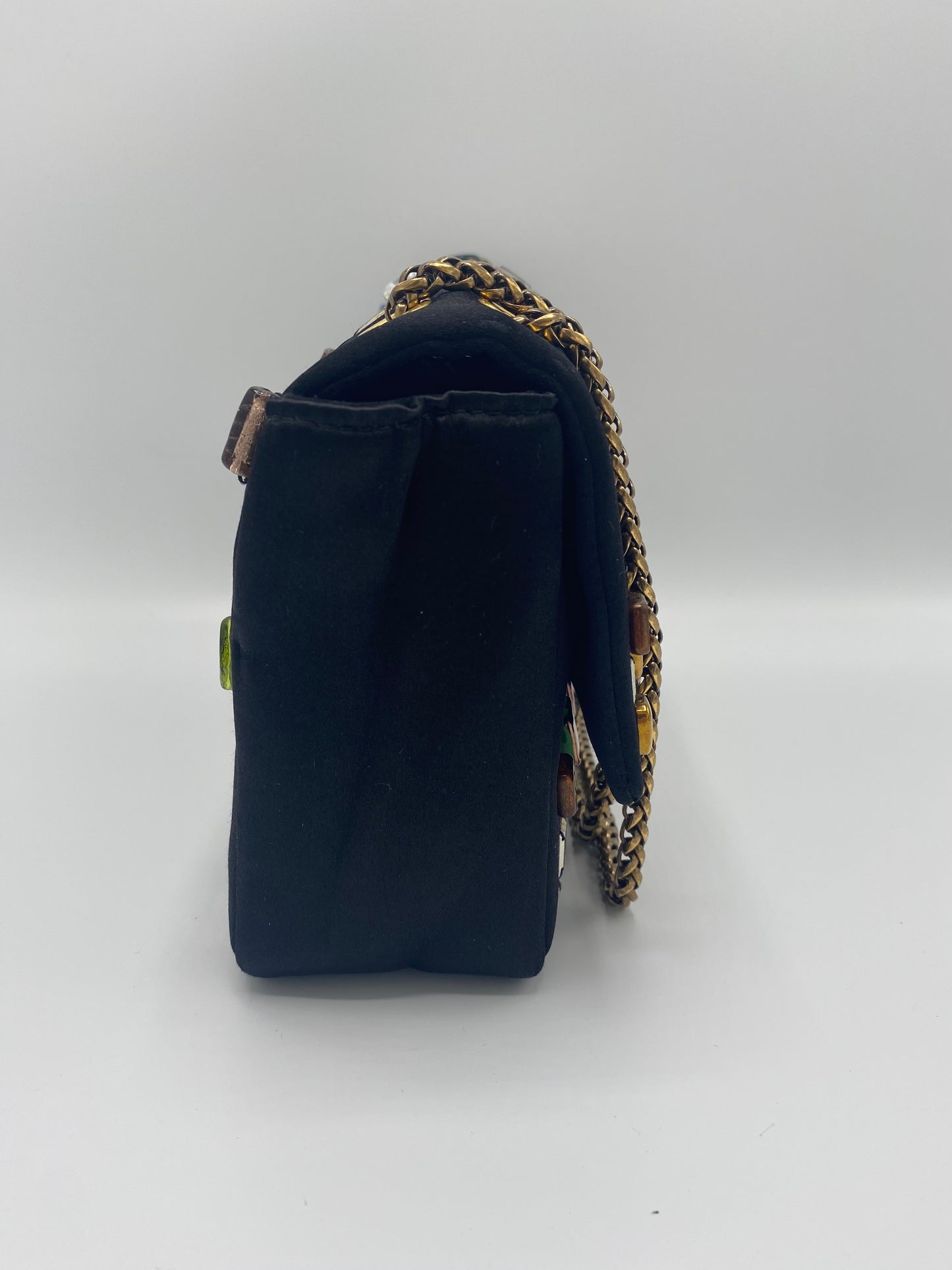 Chanel Limited Edition Paris Byzance Black Satin Gripoix 2.55 Reissue Medium Flap Bag
