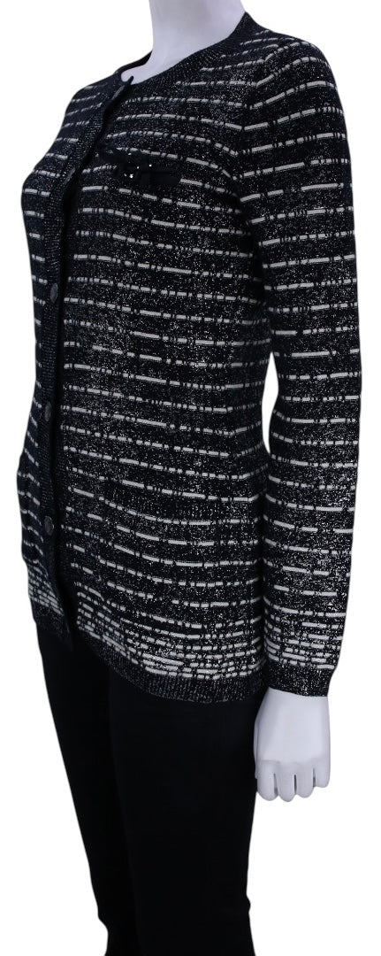 Chanel 10A Iceberg Collection Striped Metallic Long Cardigan FR 34