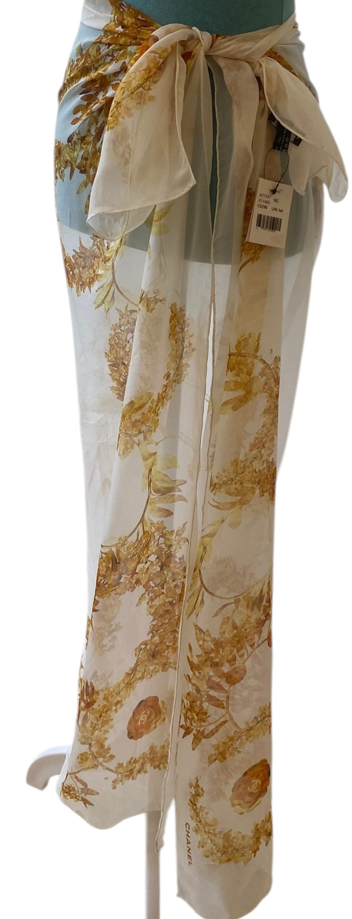 NWT Chanel 18C Paris-Greece XL Silk Wrap Scarf Cover Up Sarong Pareo