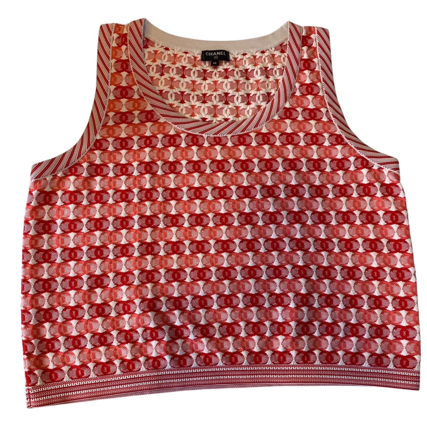 Chanel 19P CC Logo Sleeveless Crop Top Blouse FR 42