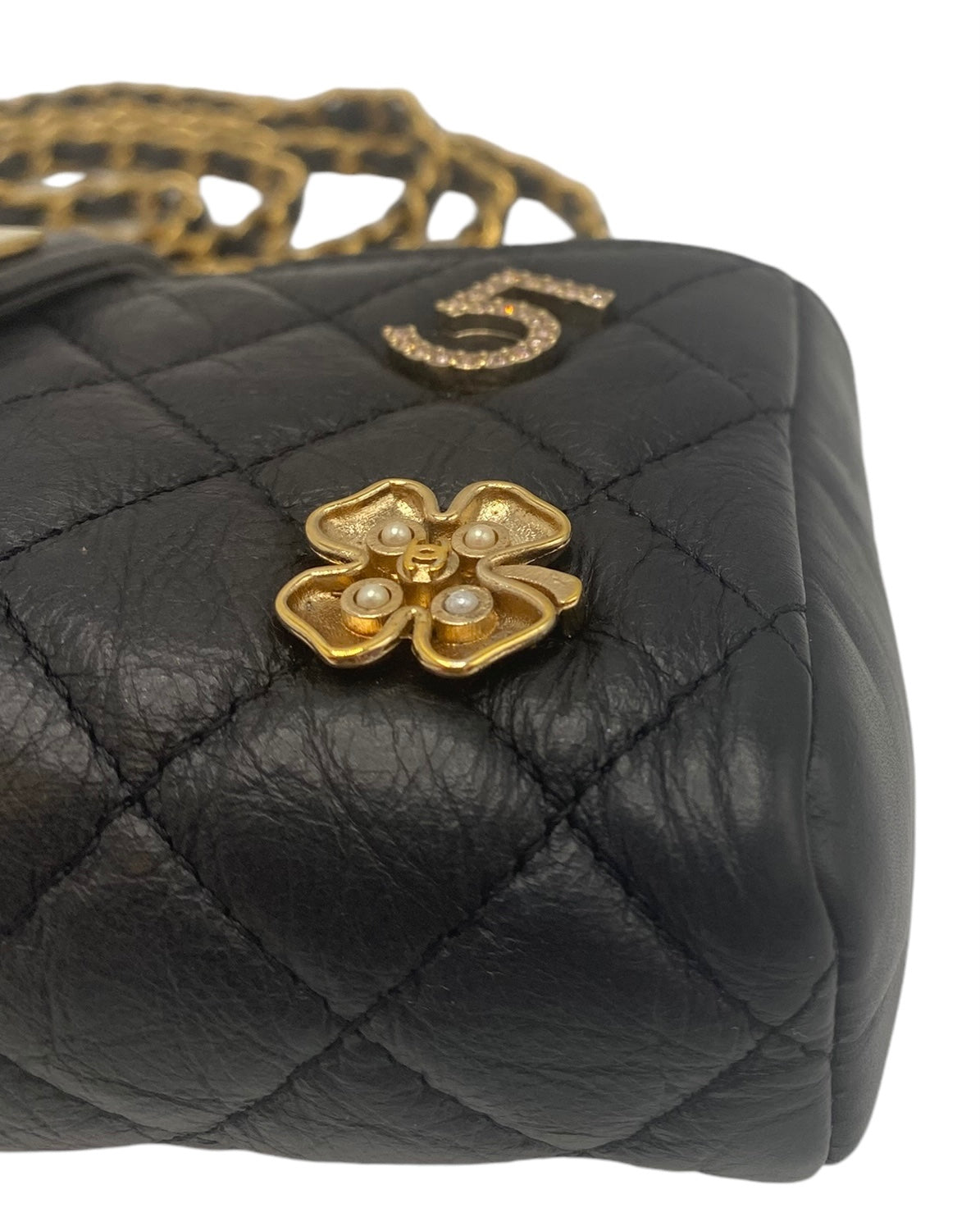 Chanel 2016 Limited Edition 2.55 Reissue Quilted Aged Calfskin Lucky Charm Casino Crossbody Mini Clutch with Chain