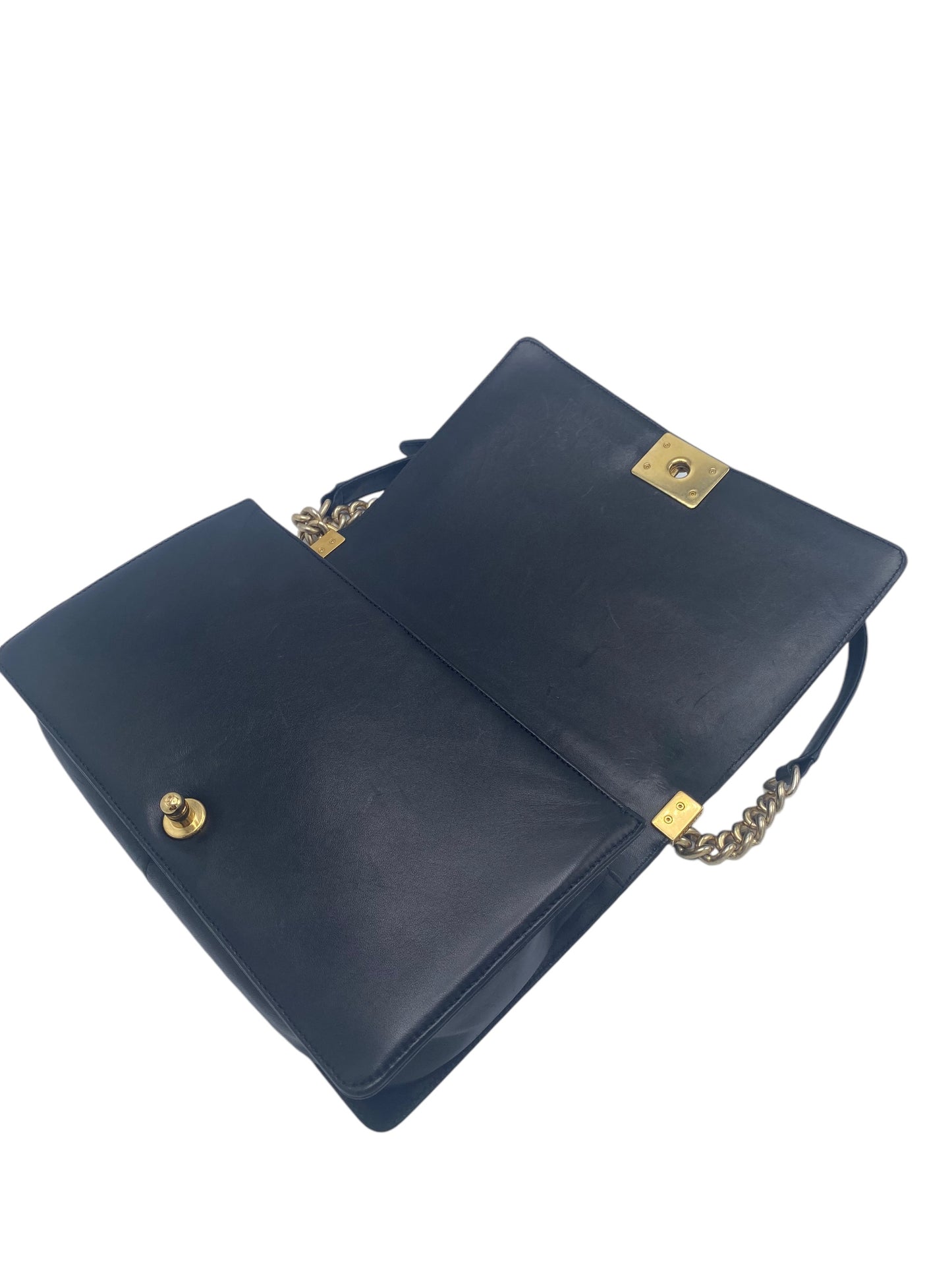 Chanel Boy Bag New Medium in Quilted Black Calfskin Gold Hardware GHW